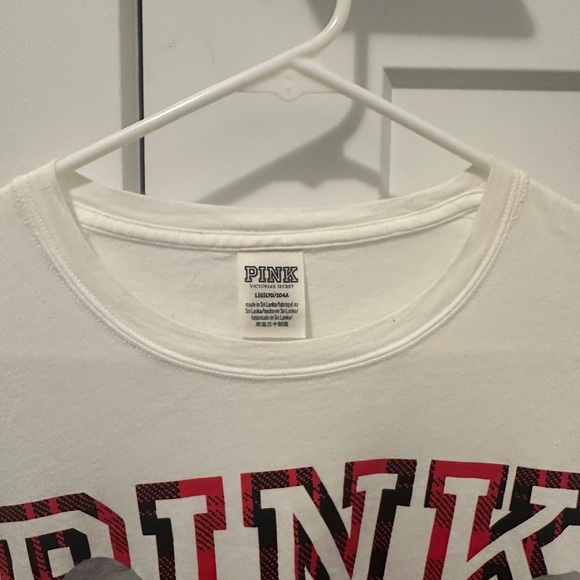 Victoria’s Secret PINK White Red Long Sleeve T-shirt Size Large Women’s - Picture 4 of 7